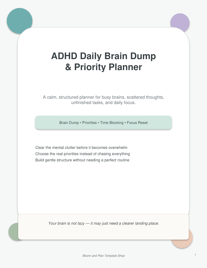 ADHD daily planner cover